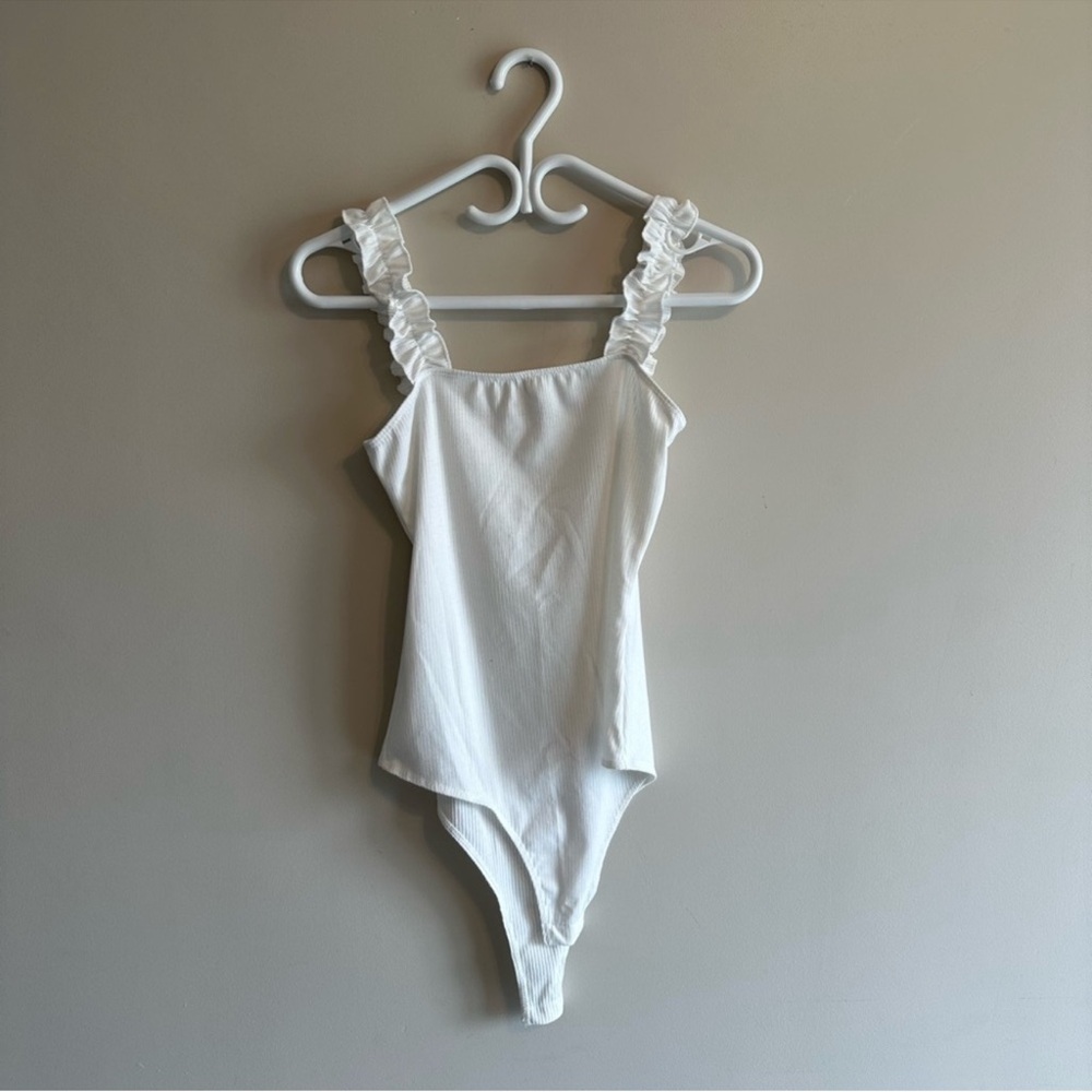 White Ruffled Bodysuit - Picture 1 of 2